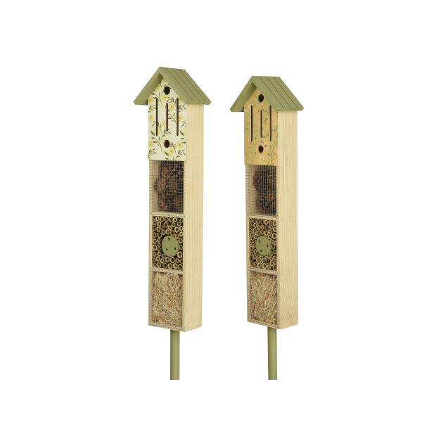 DECORIS Insektenhotel 14 x 90 x 9 cm (B x H x T) Pinienholz natur/grün (freie Farbauswahl nicht möglich)