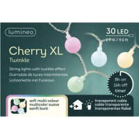 LUMINEO Lichterkette Cherry XL Kugel Außenbereich 0,5 cm x 2,9 m (Ø x L) LED 30 LEDs Batterie
