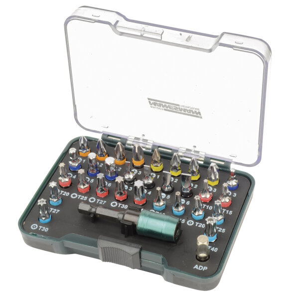 BRÜDER MANNESMANN Bit-Set 32 Teile mit Farbkodierung Chrom-Vanadium-Stahl