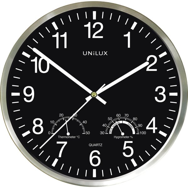 UNILUX Wanduhr WETTY 30 x 4,5 cm (Ø x T) Stahl, rostfrei metallgrau