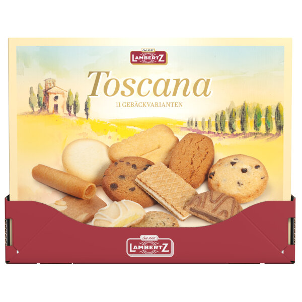Lambertz Gebäckmischung Toscana Stracciatella, Sonnentaler, Lambertissimo Haselnuss, Lambertissimo Limone, Mini Hafercookie, Butter-Herz, Mandelbrot, Souffle, Craquer, Lemon Taler, Neapolitaner Karton 450 g /Pack.