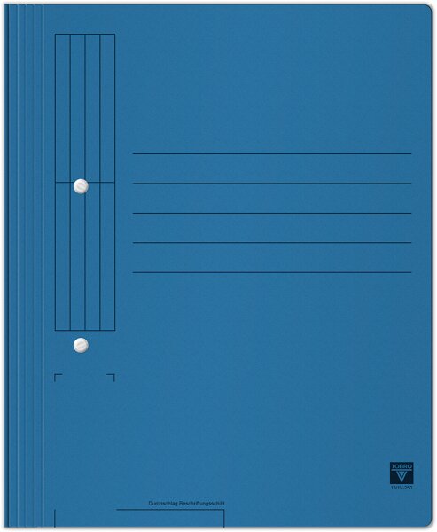 Schnellverschlusshefter TOBRO 13-1V-250, 1 Falz, Kaufm.-Behördenheftung, 250 g-m², Verpackungseinheit 60 Stück blau