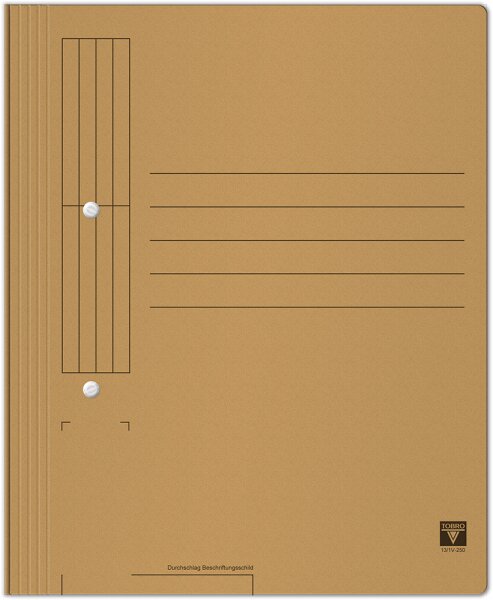 Schnellverschlusshefter TOBRO 13-1V-250, 1 Falz, Kaufm.-Behördenheftung, 250 g-m², Verpackungseinheit 60 Stück chamois (Natronkarton)