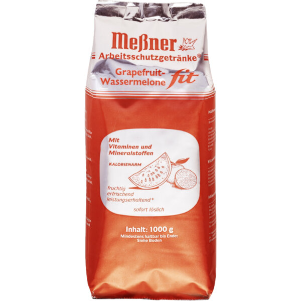Instanttee Arbeitsschutzgetränk® Grapefruit-Wassermelone fit ergibt 25 Liter, bei einem Mischverhältnis von 1:25 1.000 g/Pack.