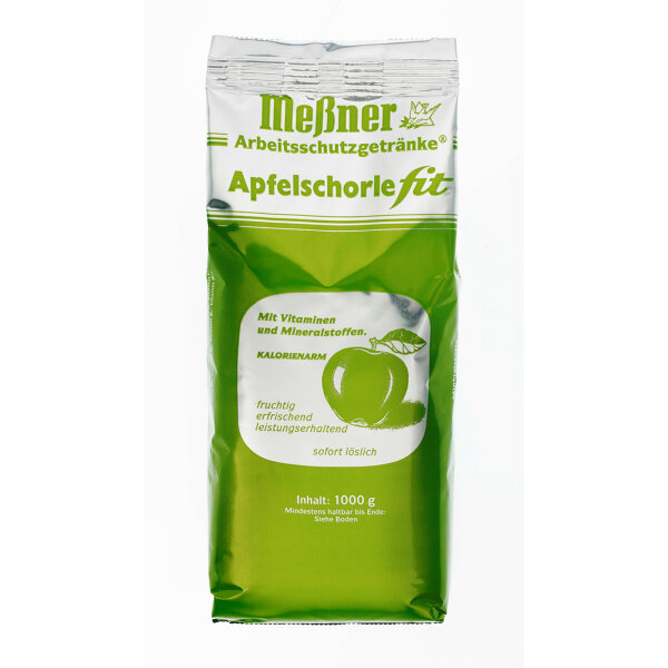 Instanttee Arbeitsschutzgetränk® Apfelschorle fit ergibt 20 Liter, bei einem Mischverhältnis von 1:20 1.000 g/Pack.