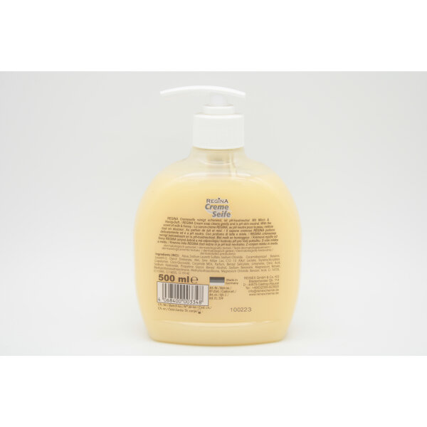 Regina Flüssigseife Honig-Milch Ausführung des Behälters: Pumpflasche Material des Behälters: Kunststoff 0,5l
