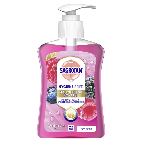 Sagrotan Flüssigseife HYDRA CARE Wildbeeren dermatologisch getestet Ausführung des Behälters: Pumpflasche Material des Behälters: Kunststoff 0,25l
