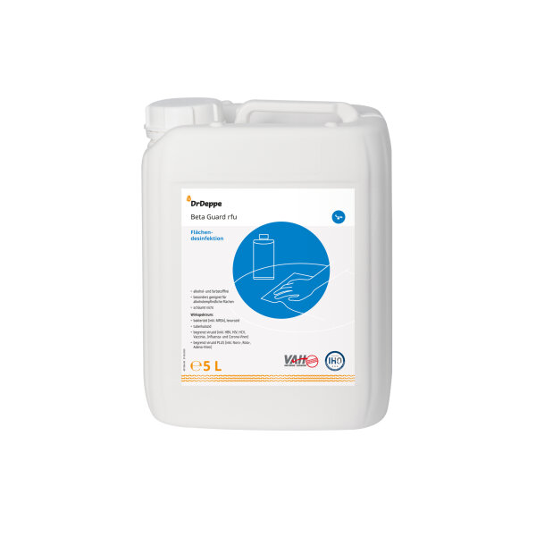 Dr. Deppe Flächendesinfektion Beta Guard rfu alkoholfrei bakterizid, levurozid, tuberkulozid, begrenzt viruzid, begrenzt viruzid PLUS 7-9 Kanister Kunststoff 5l