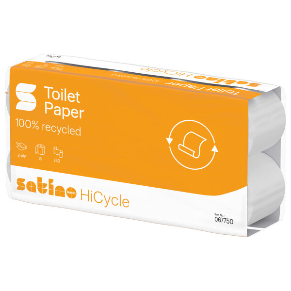 Satino by WEPA Toilettenpapier HiCycle 2-lagig weiß 250 Bl./Rl. 8 Rl./Pack.