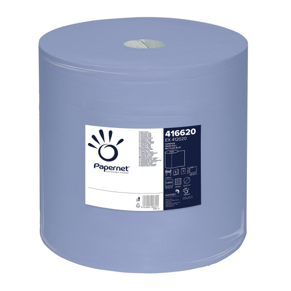 Papernet Putzrollen Industrie 37,3 cm x 360 m (B x L) 3-lagig Papier, 100 % recycelt blau