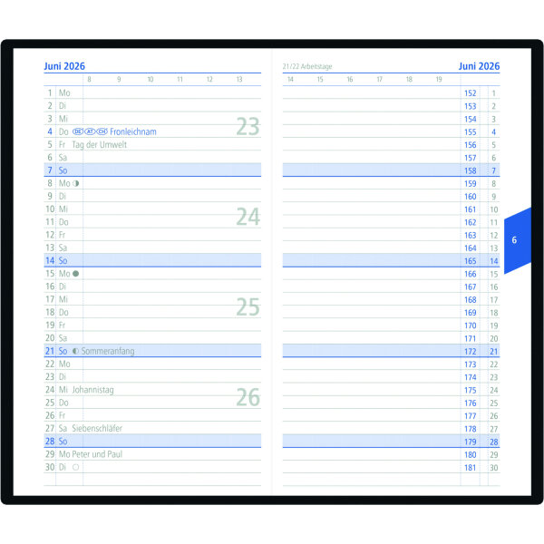 ZETTLER Taschenkalender 2026 50g/m² farbig sortiert (freie Farbauswahl nicht möglich)