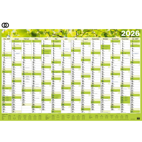 Soennecken Plakatkalender oeco 2026 100 x 70 cm (B x H) 14 Monate/1 Seite 100 % Recyclingpapier