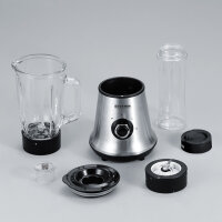 SEVERIN Standmixer SM 3737 Trinkbehälter, Deckel, Messeraufsatz Edelstahl, 3-flügelig Mixbehälter: 1.000 ml, Smoothie-Maker: 600ml 500W schwarz/silber