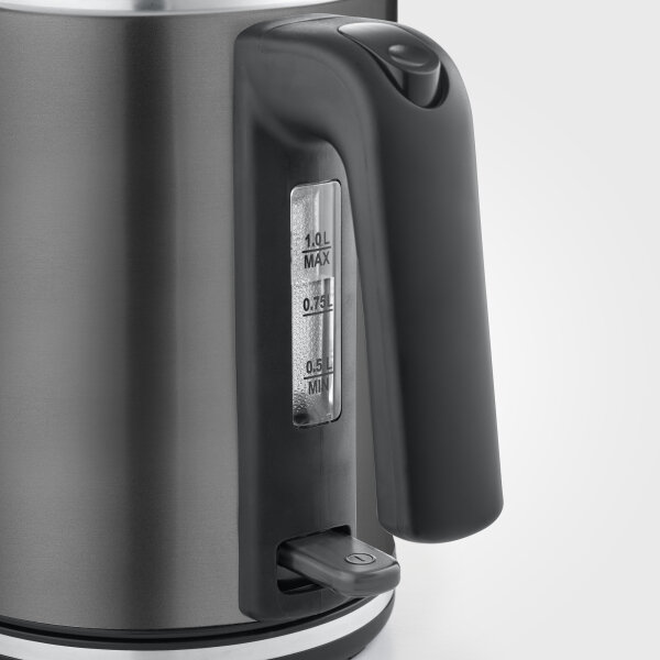 SEVERIN Wasserkocher WK 9342 1l Edelstahl dark inox/schwarz/edelstahl