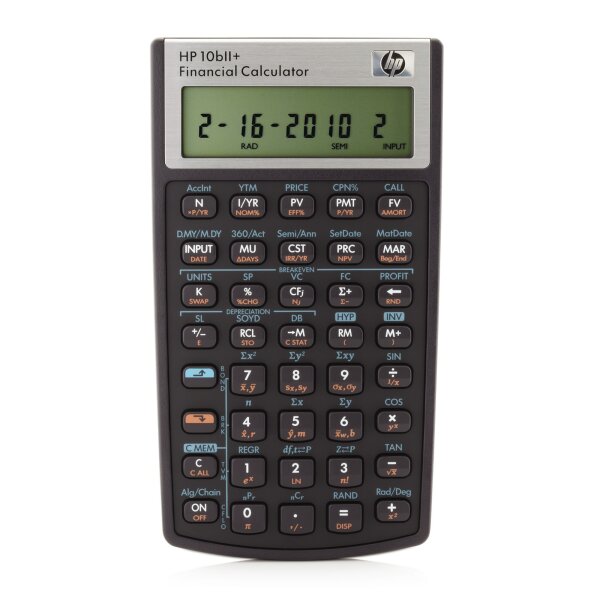 HP Taschenrechner HP 10bII+ 1 x 12-stellig 170 Funktionen schwarz/silber Batterie