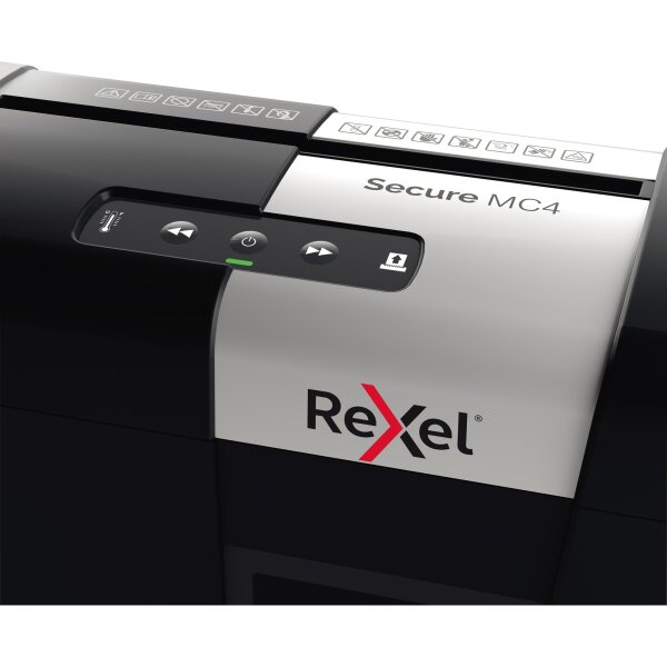 Rexel® Aktenvernichter Secure MC4 Whisper-Shred™ P-5 Papier, Heftklammern, Büroklammern Partikelschnitt schwarz
