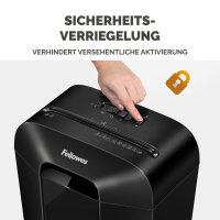 Fellowes® Aktenvernichter Powershred® LX70 P-4 Papier, Heftklammern, Büroklammern, Kreditkarten Partikelschnitt schwarz
