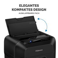 Fellowes® Aktenvernichter AutoMax™ 80M P-4 Papier, Heftklammern, Büroklammern, Kreditkarten Partikelschnitt 8 Bl. manuell, 80 Bl. automatisch schwarz