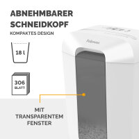 Fellowes® Aktenvernichter Powershred® LX70 P-4 Papier, Heftklammern, Büroklammern, Kreditkarten Partikelschnitt weiß