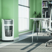 Leitz Aktenvernichter IQ OptiMax 550 P-5 Papier, Heftklammern, Büroklammern Partikelschnitt weiß