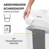 Fellowes® Aktenvernichter Powershred® LX25 P-4 Papier, Heftklammern, Büroklammern, Kreditkarten Partikelschnitt weiß