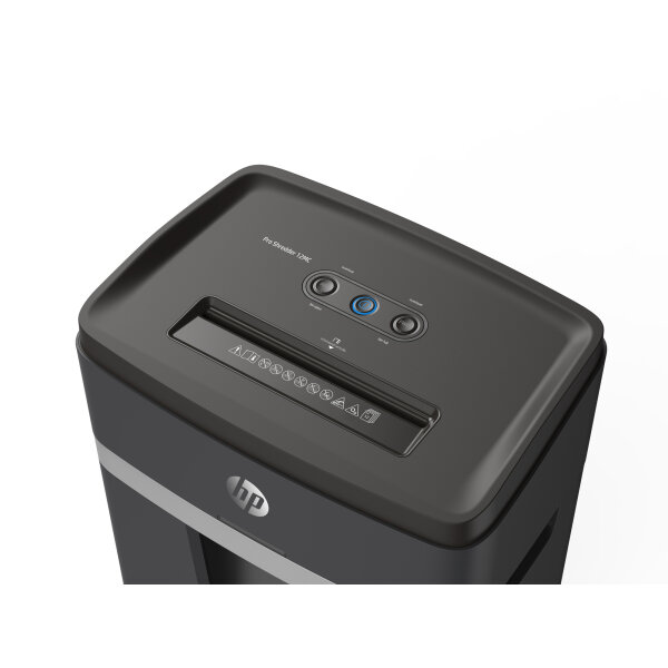 HP Aktenvernichter Pro Shredder 12MC P-5 Papier, Heftklammern, Büroklammern, Kreditkarten Partikelschnitt schwarz