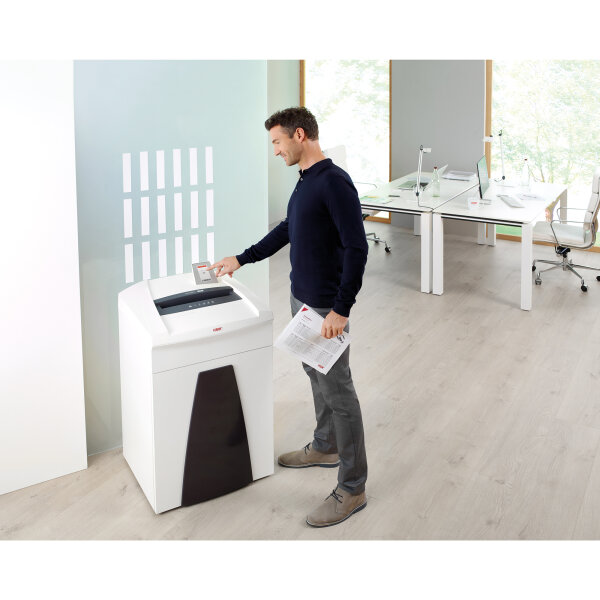 HSM® Aktenvernichter SECURIO P36i P-4 Papier, Heftklammern, Büroklammern, Kreditkarten, CDs/DVDs Partikelschnitt weiß