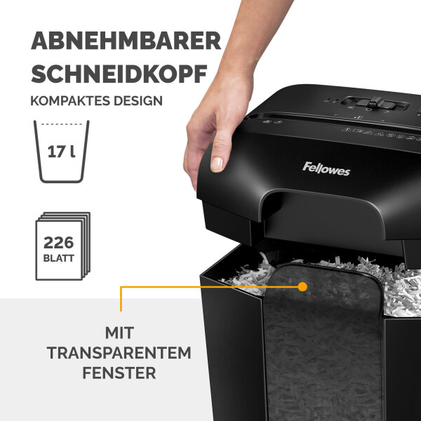 Fellowes® Aktenvernichter Powershred® LX45 P-4 Papier, Heftklammern, Büroklammern, Kreditkarten Partikelschnitt 8 Bl. schwarz