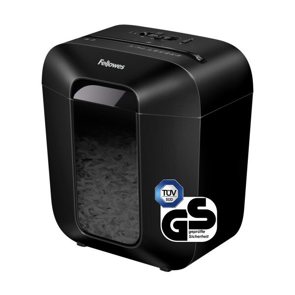 Fellowes® Aktenvernichter Powershred® LX25M P-4 Papier, Heftklammern, Büroklammern, Kreditkarten Partikelschnitt schwarz