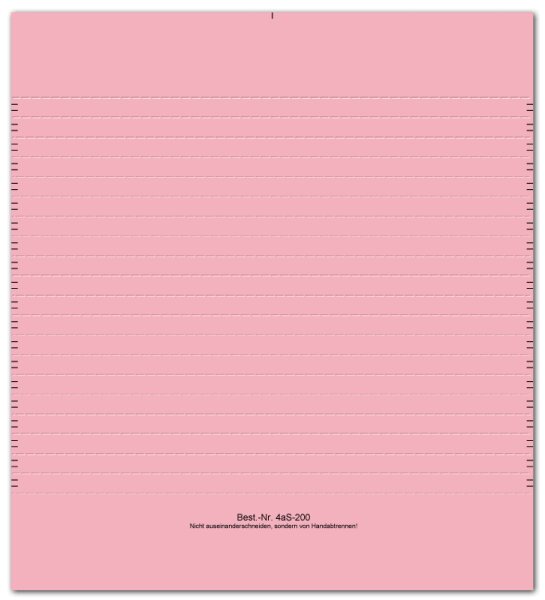 Beschriftungsschild TOBRO 4aS-200, aus Karton, 200 mm lang, Bogen 20 Streifen, Verpackungseinheit 100 Stück rosa - leuchtrosa