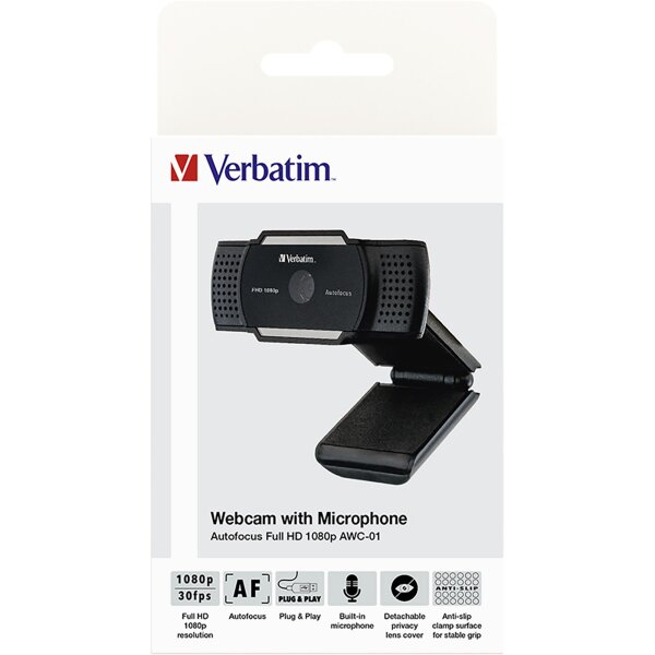 Verbatim Webcam AWC-01 80 x 76 x 32 mm (B x H x T) USB-A 1,5m schwarz
