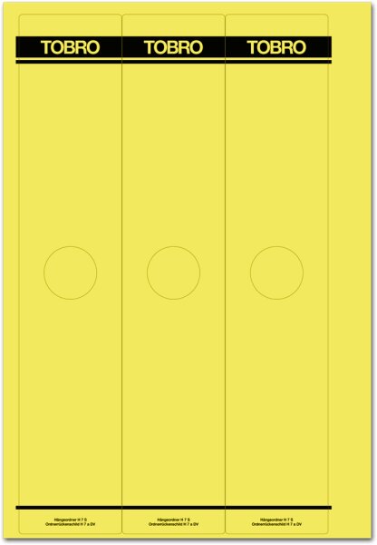 Hängeordner-Etiketten TOBRO H7aDV, Packung: 1 Bogen à 3 Etiketten, gelb