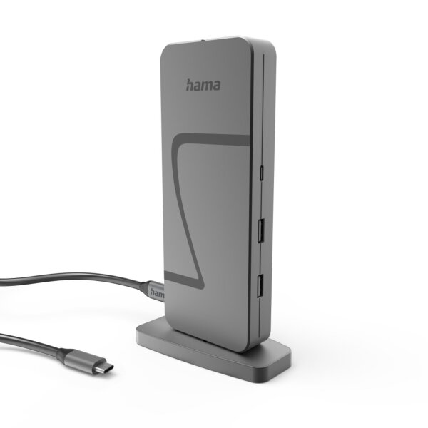 Hama Dockingstation Connect2Office Speed 16,4 x 2 x 6,5 cm (B x H x T) USB 1 x USB-C (Power Delivery, bis 140 W), 1 x USB-C 3.2 Gen 2, 1 x USB-C (USB4/DP Altmode 8k), 2 x USB-A 3.2 Gen 2,2 x USB-A 2.0, 1 x HDMI, 1 x DisplayPort, 1 x LAN