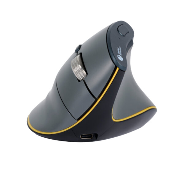 BakkerElkhuizen Optische PC Maus FastForward Rechtshänder ergonomisch USB-C 8m Akku inkl. Dongle, Ladekabel (150 cm) dunkelgrau