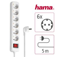 Hama Steckdosenleiste 6 Steckdosen weiß