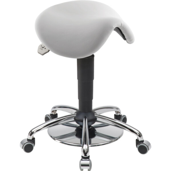 meychair Sitzhocker Assistant Basic Sattel Farbe der Sitzfläche: weiß Farbe des Fußkreuzes: chrom