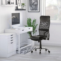 hjh OFFICE Chefsessel ARTON 20 47-57cm Wippmechanik mit Armlehnen Rolle hart gebremst (für Teppichboden) Metall, verchromt schwarz