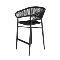 FEROS Barhocker Flint 75cm Polyethylen-Geflecht schwarz 2...