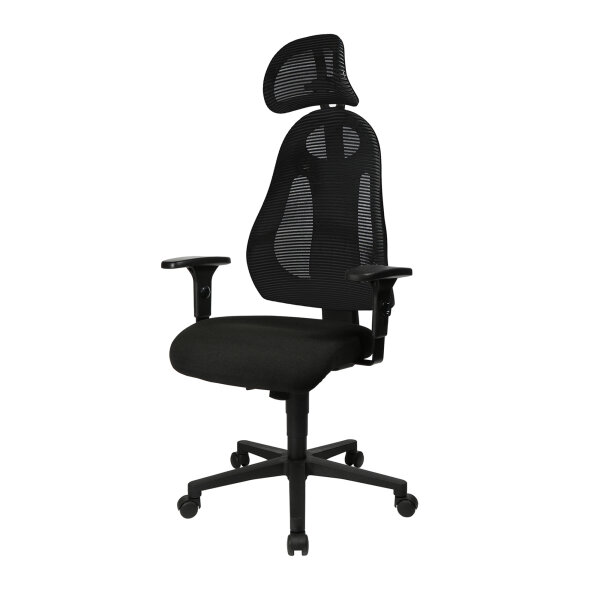 TOPSTAR Bürodrehstuhl Free Art 42-53cm Synchronmechanik Rolle hart gebremst (für Teppichboden) optionales Zubehör: Rolle weich gebremmst (für Hartboden) 6991 Polyamid schwarz