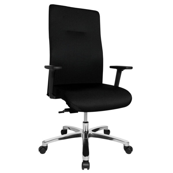 TOPSTAR Bürodrehstuhl Big Star 20 44-52cm Punktsynchronmechanik Rolle hart gebremst (für Teppichboden) optionales Zubehör: Rolle weich gebremst (für Hartboden) 6991 Aluminium, poliert schwarz