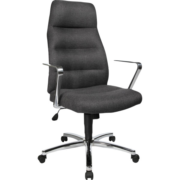 TOPSTAR Chefsessel Chairman 70 44-55cm Synchronmechanik mit Armlehnen Rolle hart gebremst (für Teppichboden) Stahl, verchromt anthrazit