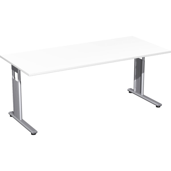Geramöbel Schreibtisch C-Fuß Flex Maße: 1.800 x 680-820 x 800 mm (B x H x T) Dreischicht-Feinspan weiß