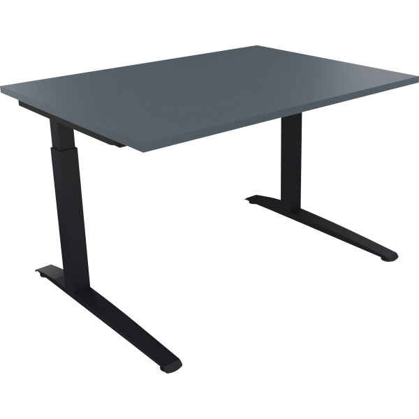 Schreibtisch all in one Maße: 1.200 x 650-850 x 900 mm (B x H x T) Holz lavagrau