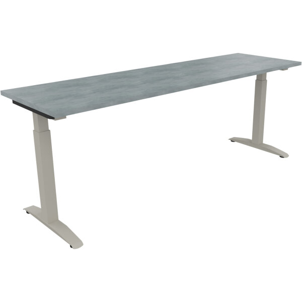 Schreibtisch all in one Maße: 2.000 x 650-850 x 600 mm (B x H x T) Holz beton hell
