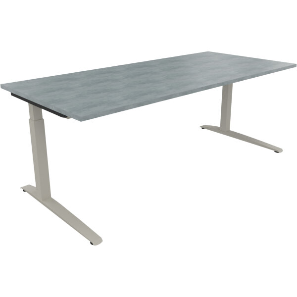 Schreibtisch all in one Maße: 2.000 x 650-850 x 900 mm (B x H x T) Holz beton hell