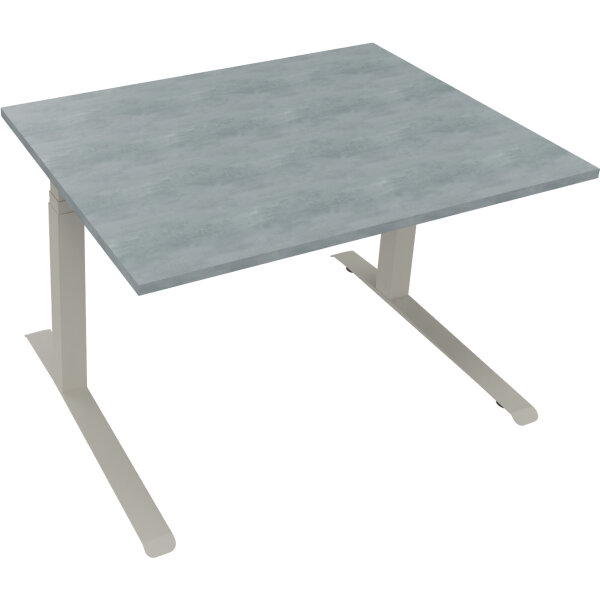 Schreibtisch all in one Maße: 1.200 x 645-1.275 x 900 mm (B x H x T) Holz beton hell