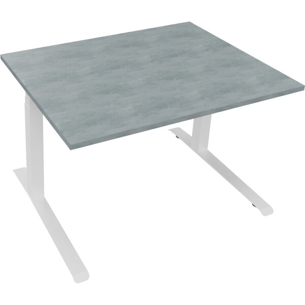 Schreibtisch all in one Maße: 1.200 x 645-1.275 x 900 mm (B x H x T) Holz beton hell