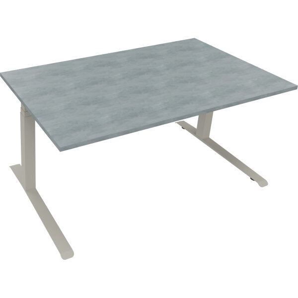 Schreibtisch all in one Maße: 1.600 x 645-1.275 x 900 mm (B x H x T) Holz beton hell