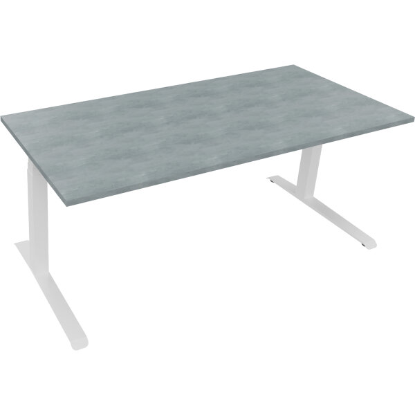 Schreibtisch all in one Maße: 1.800 x 645-1.275 x 800 mm (B x H x T) Holz beton hell