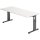 Hammerbacher Schreibtisch O-Serie Maße: 1.800 x 650-850 x 800 mm (B x H x T) Spanplatte weiß